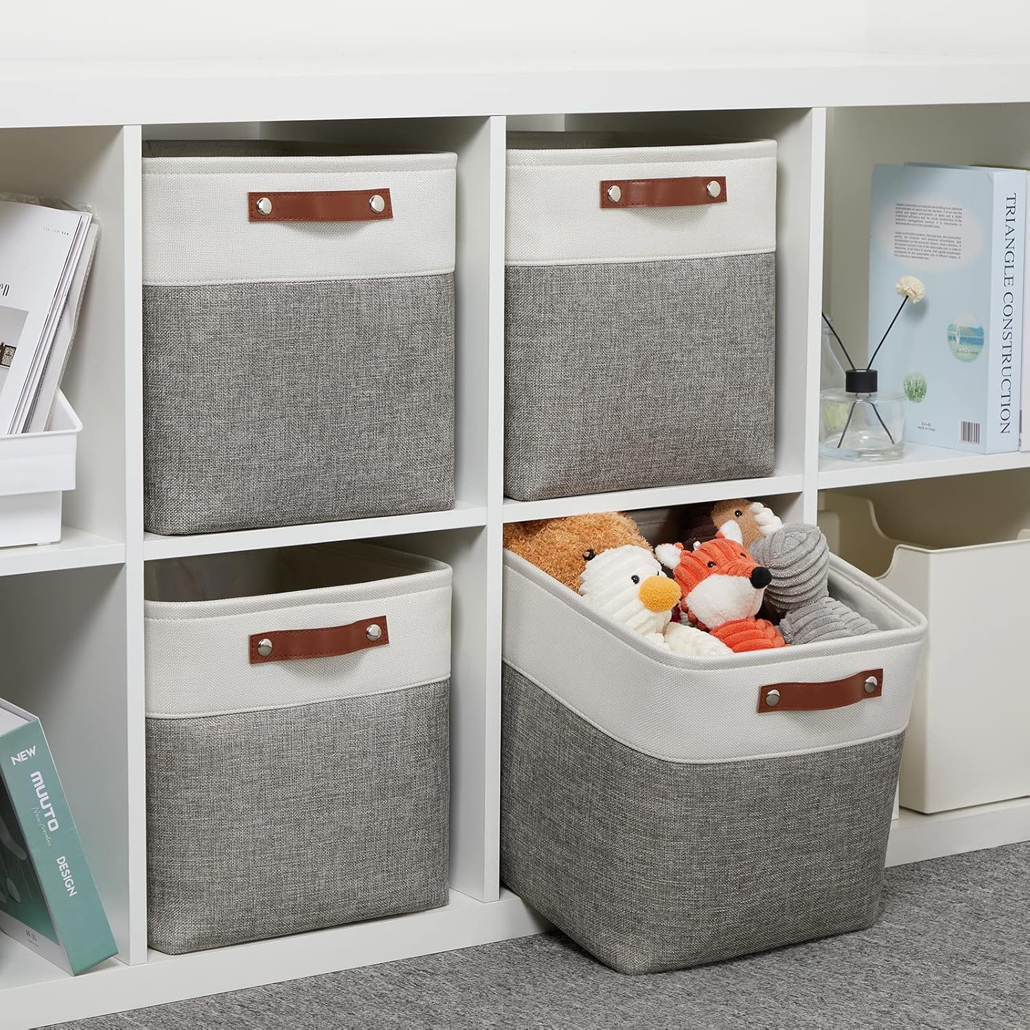 DULLEMELO [Set of 4 Storage Cubes Baskets for Organizing, 12 x 12 x 12 inch Cube Storage Organizer