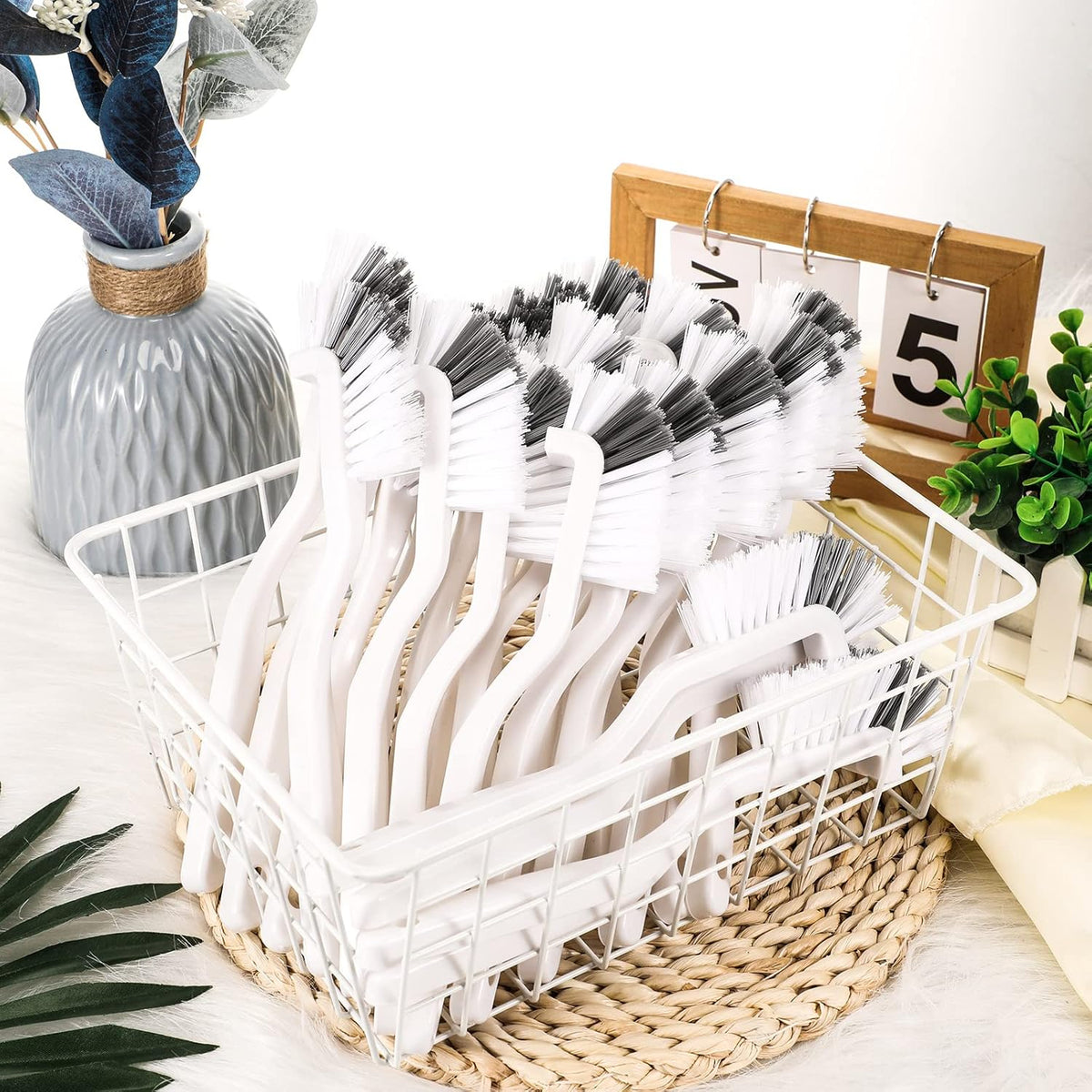 Yinkin 24 Pcs Kitchen Scrub Brush Bulk Sink Bathroom Edge Corner Cleaning Brush Right Angle Mini
