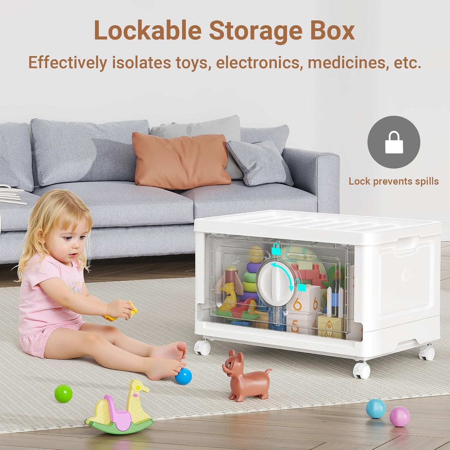 BROVIEW 360Qt Lockable Stackable Storage Bins with Lids, Closet Organizers and Storage Drawer