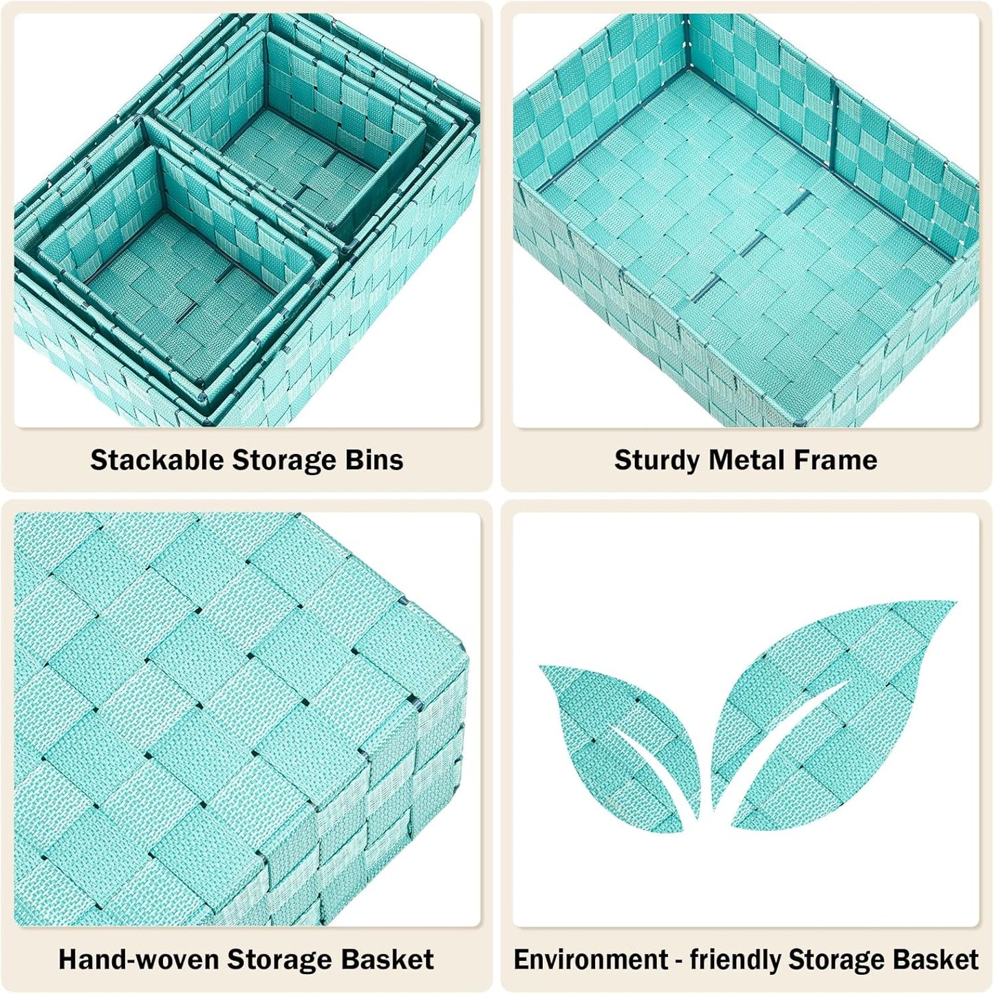 Woven Storage Baskets, Storage Bins, Cube Basket Container Baskets Storage Boxes Organizers for