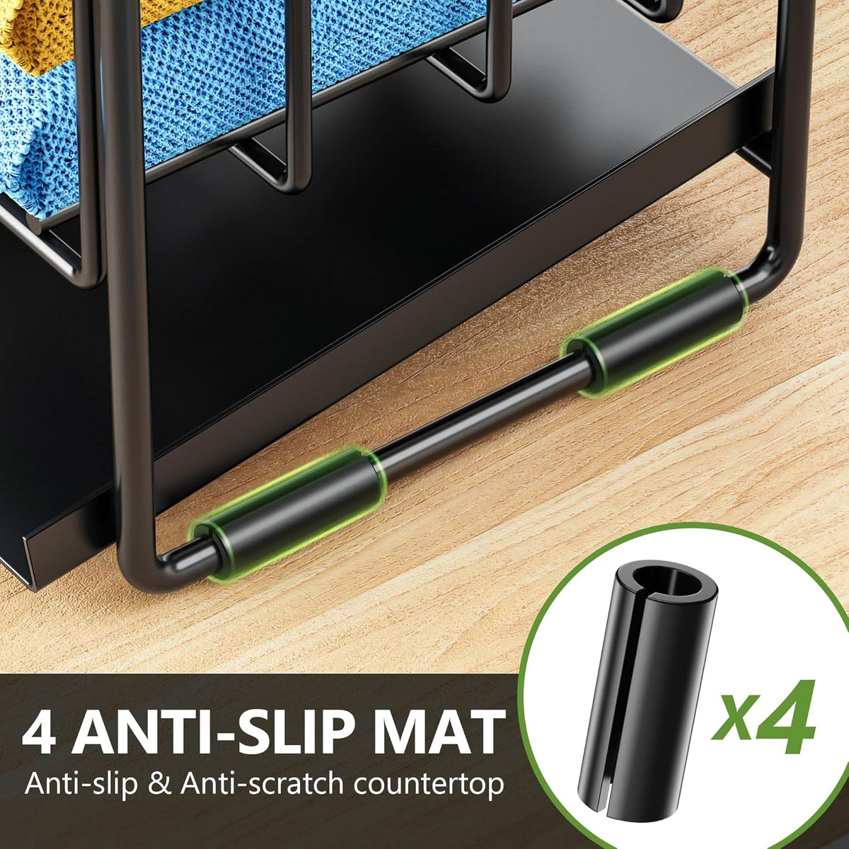 Cisily 2-Tier Kitchen Sink Caddy Organzier Rack with Flexible Dish Brush Holder, Sponge Holder for