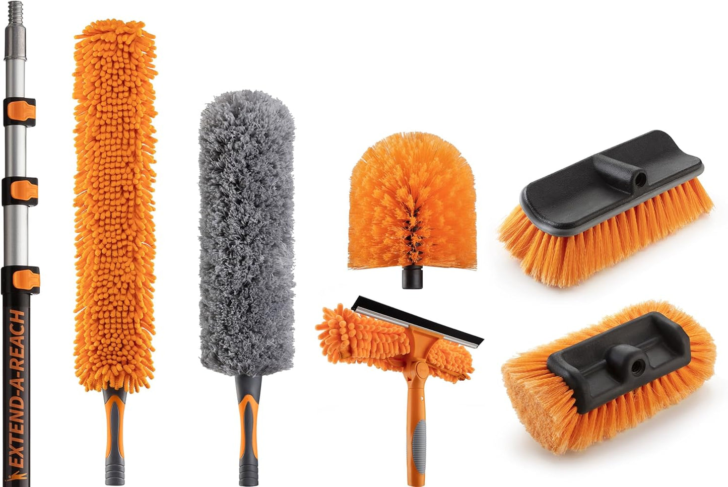 20 Foot High Ceiling Duster Kit and Scrub Brush with 4-12 ft Extension Pole // Telescoping Duster