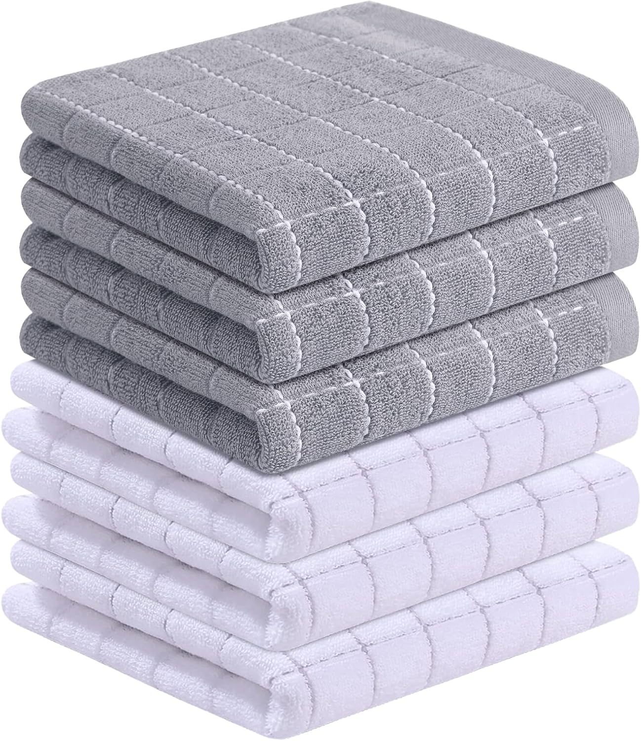 Homaxy 100% Cotton Terry Kitchen Towels(Mixed Color, 13 x 28 Inches), Checkered Designed, Soft and