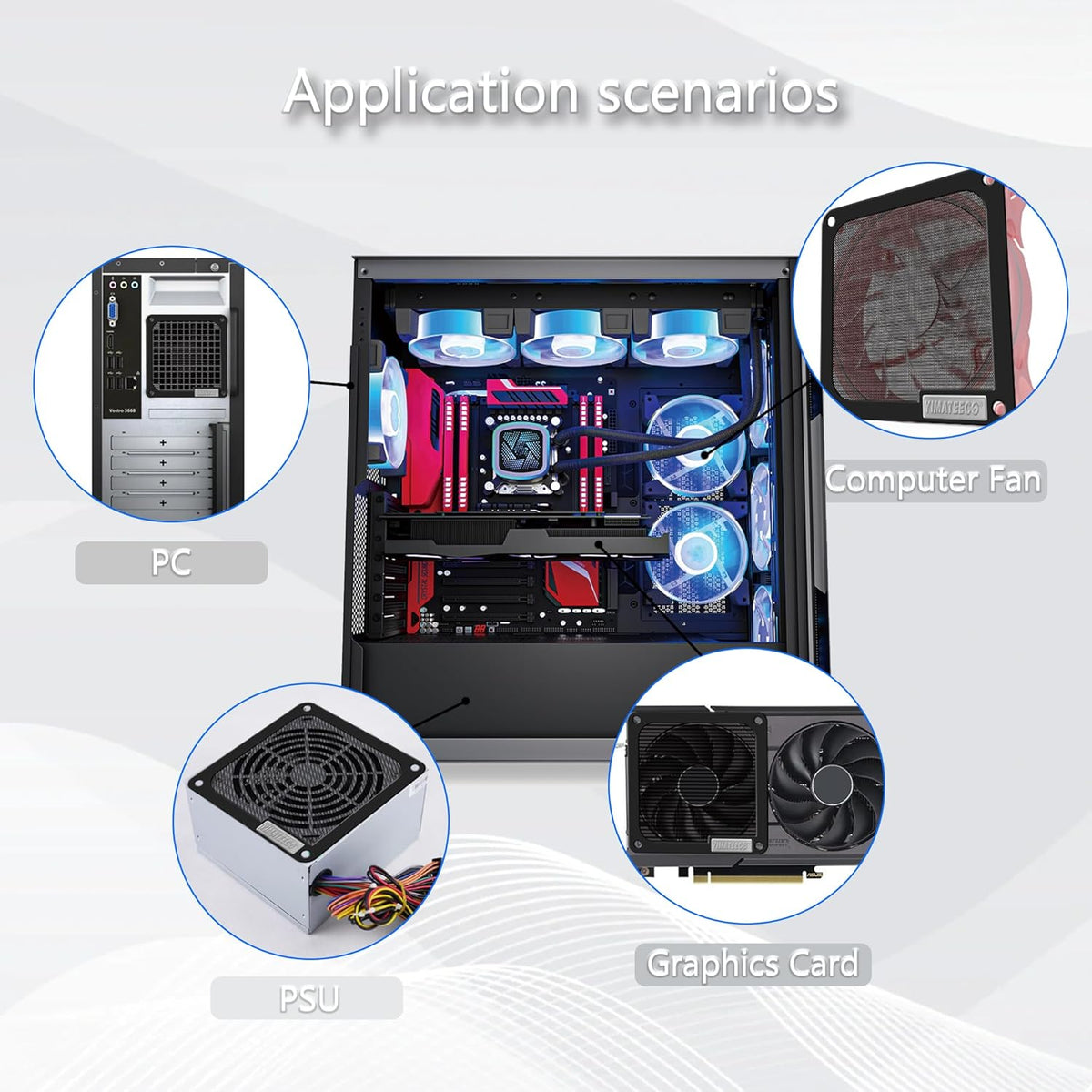 140mm PC Dust Filter for Computer Cooler Fan/PSU/Routers PVC 50 Mesh, Magnetic Dust Mesh Computer