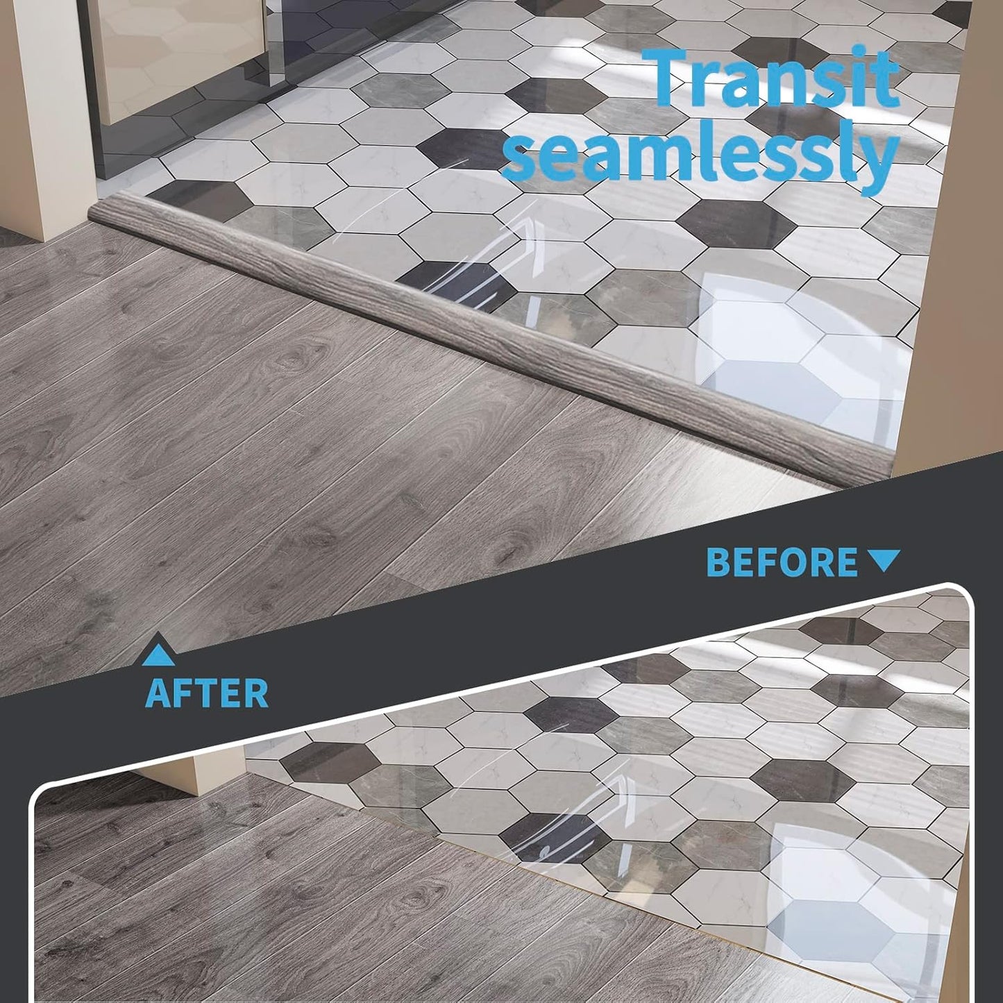 Art3d Self Adhesive Vinyl Floor Transition Strip, Laminate Floor Strip Floor Flat Divider Strip for