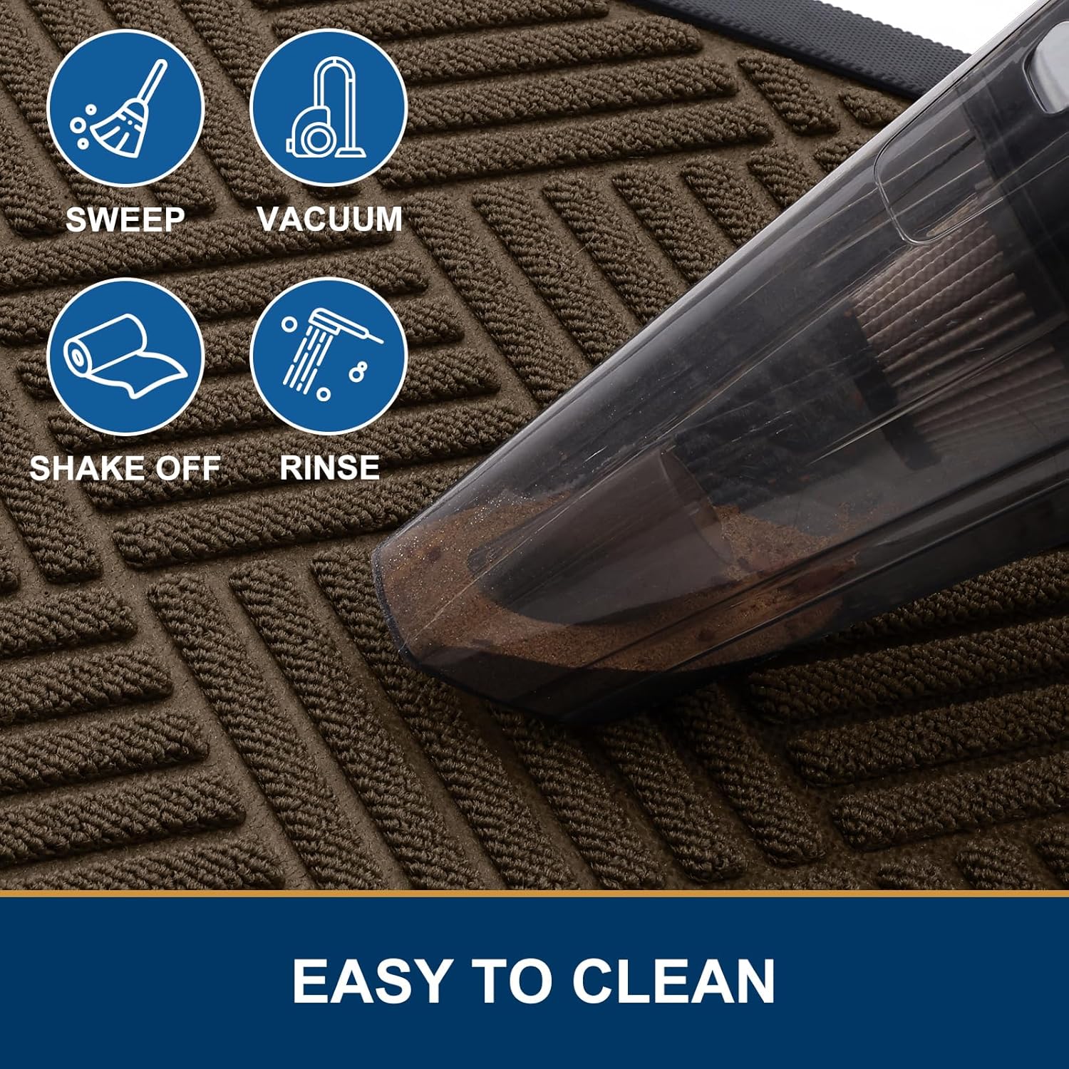 Smiry Front Door Mat Outside Entrance, Heavy Duty Outdoor Indoor Mat, Natural Rubber Doormat, Non