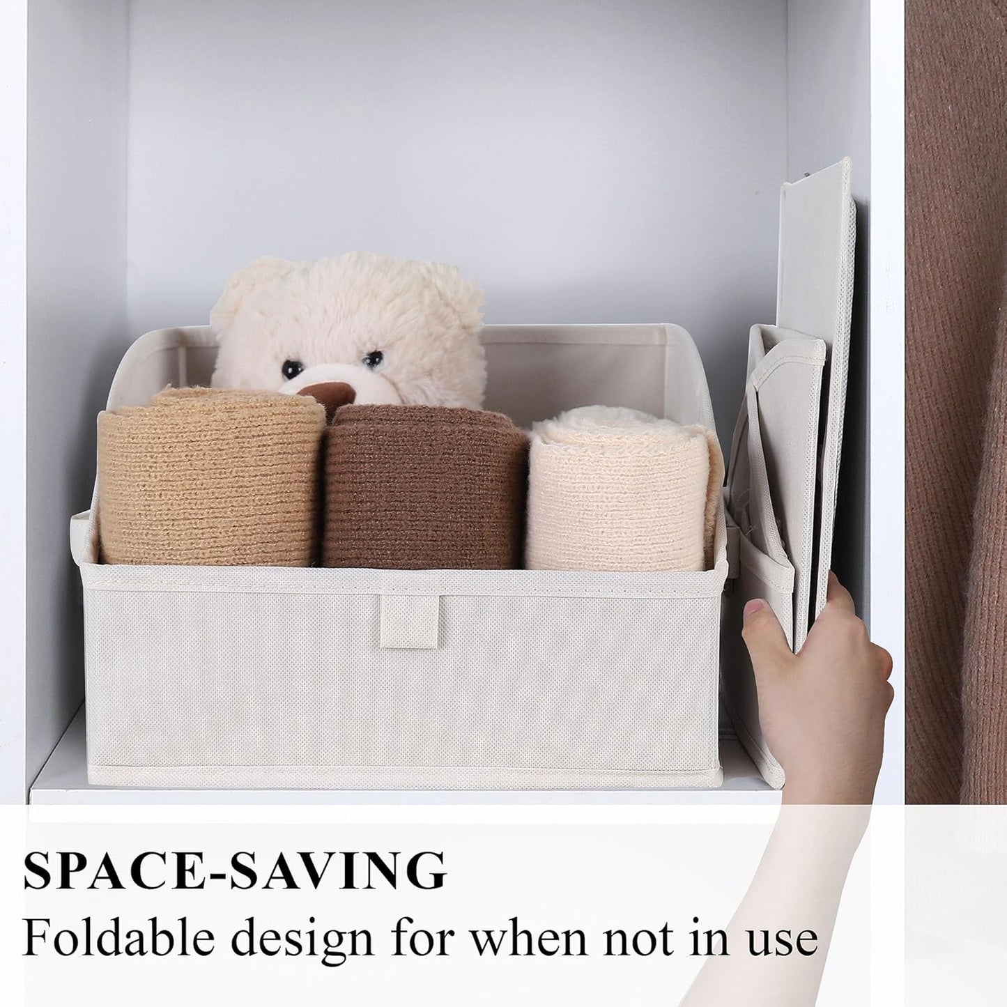 WUIKE Closet Storage Bins, Large Trapezoid Storage Boxes with Handles, Fabric Storage Baskets for