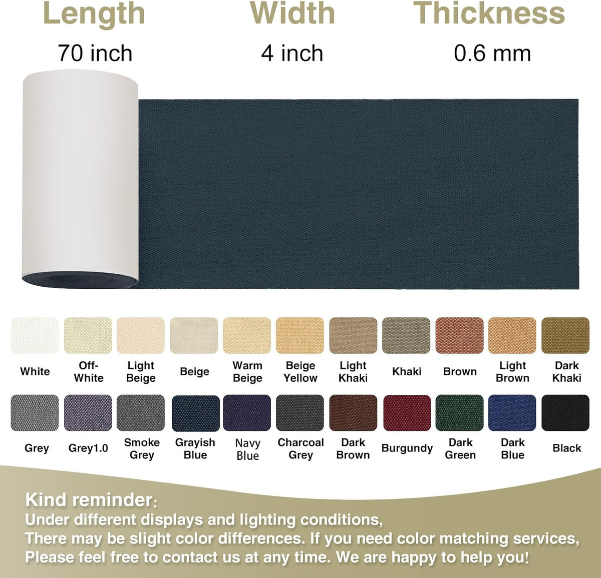 Canvas Repair Tape 4×70 Inch Waterproof Self-Adhesive Fabric Repair Patch for Repairing Boat