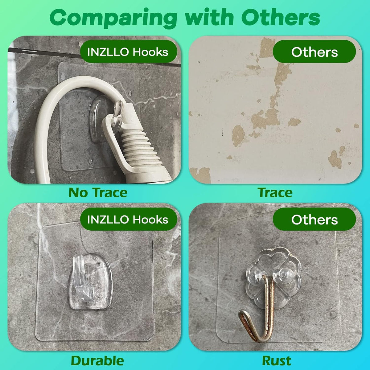 Adhesive Hooks, Heavy Duty Utility Hooks 20 lb(Max) Waterproof and Oilproof Removable, 20 Pack