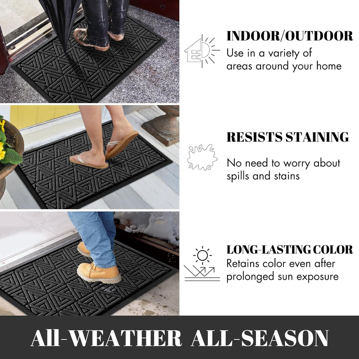 Yimobra Outdoor Mats for Front Door 29.5x17, All-Weather Waterproof Non-Slip Outdoor Door Mat