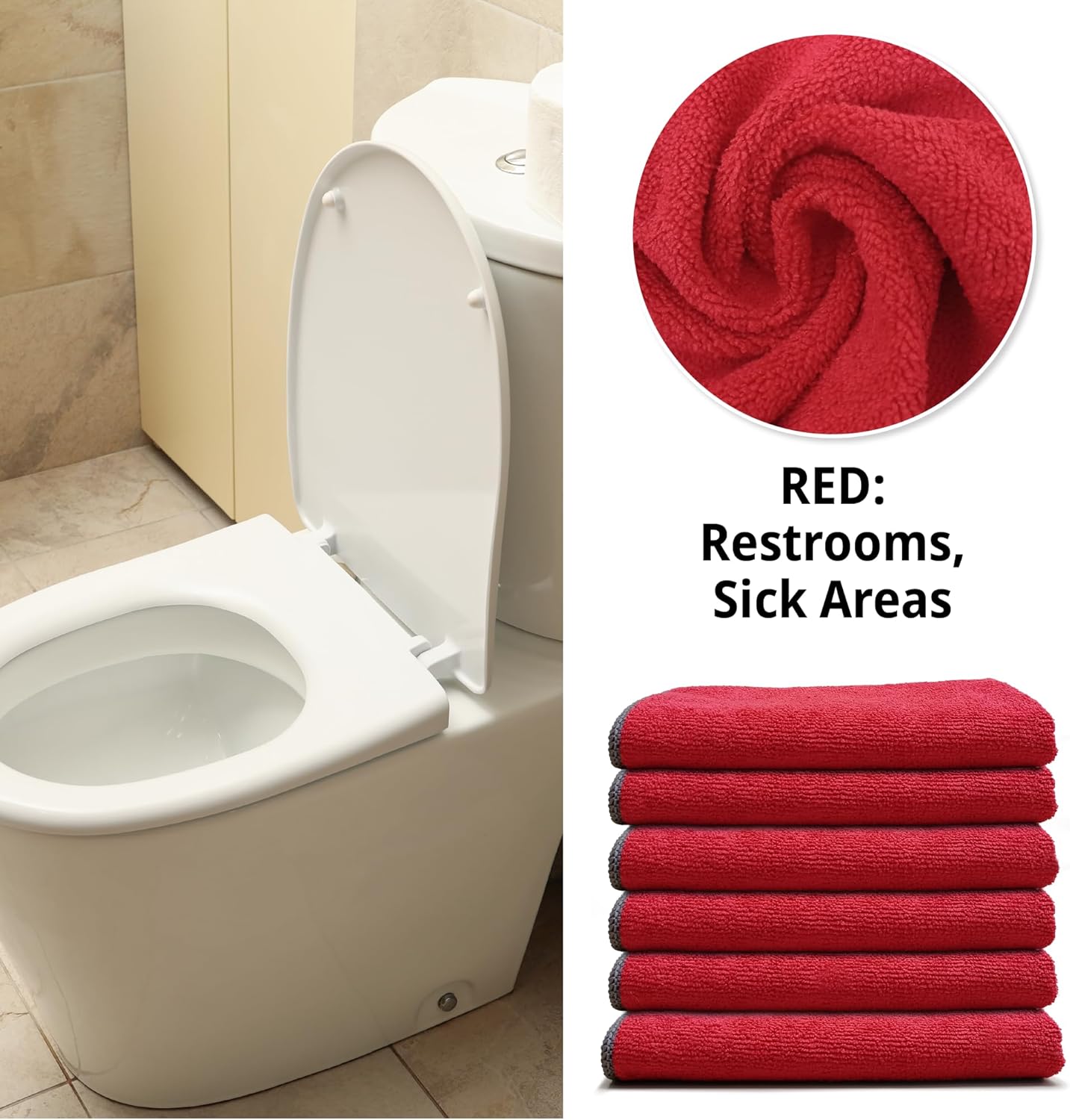 EvaClean Premium Microfiber Cleaning Cloth 16"x16" - Reusable, Washable, Non-Scratch, Microfiber