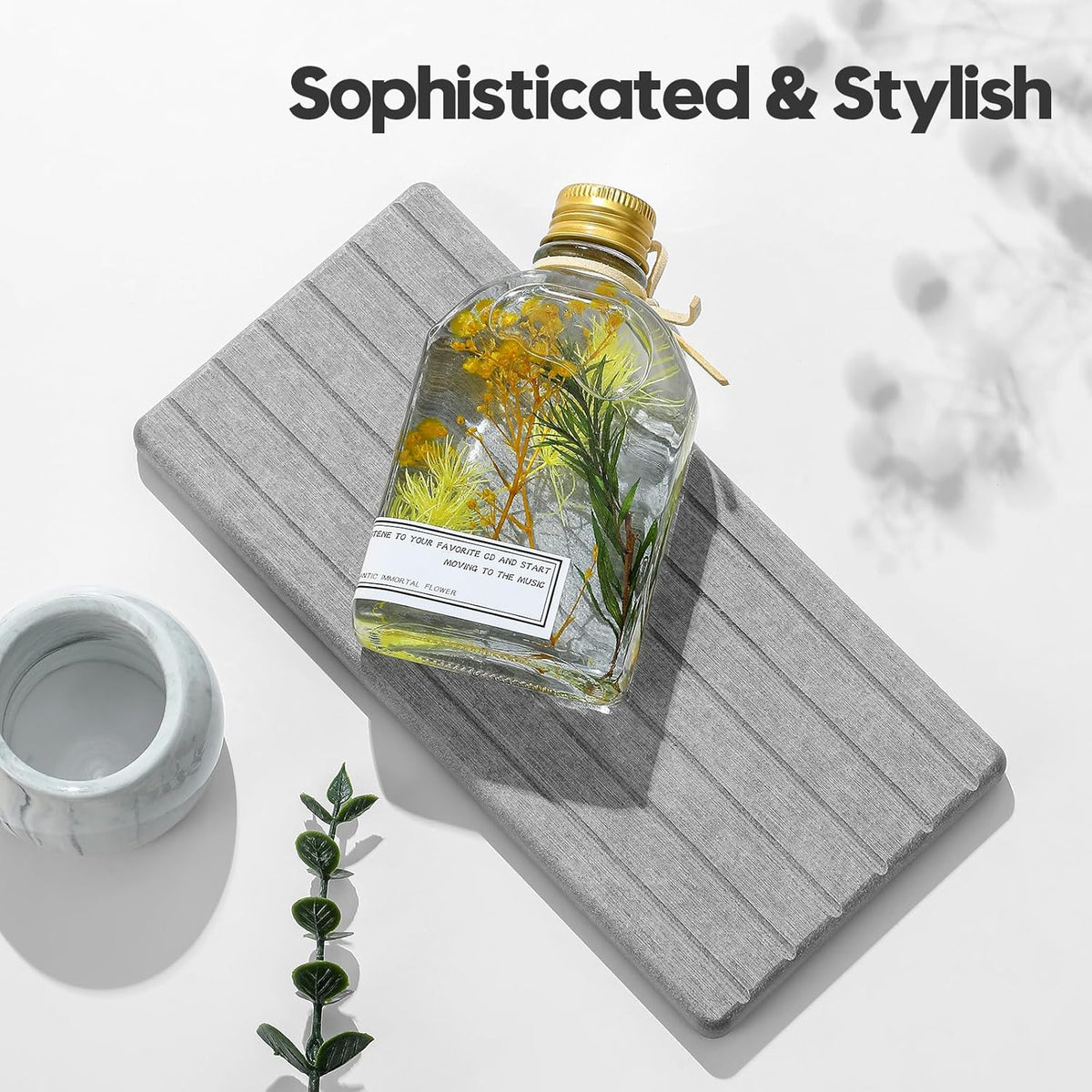 2PCS Instant Dry Diatomite Stone Counter Makeup Tray Organizer, Fast Drying Caddy Kitchen Sponge