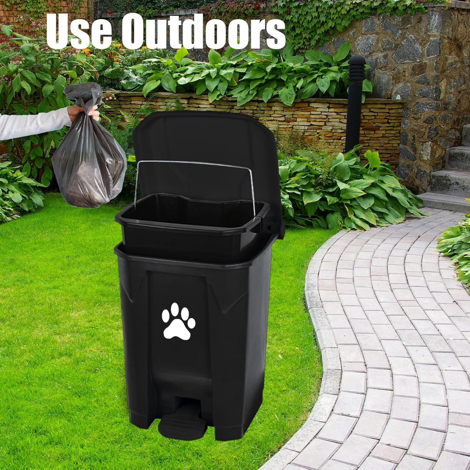 Outdoor Dog Poop Trash Can with Lid, Dog Waste Trash Can Pet Waste Container Pooper Scooper for