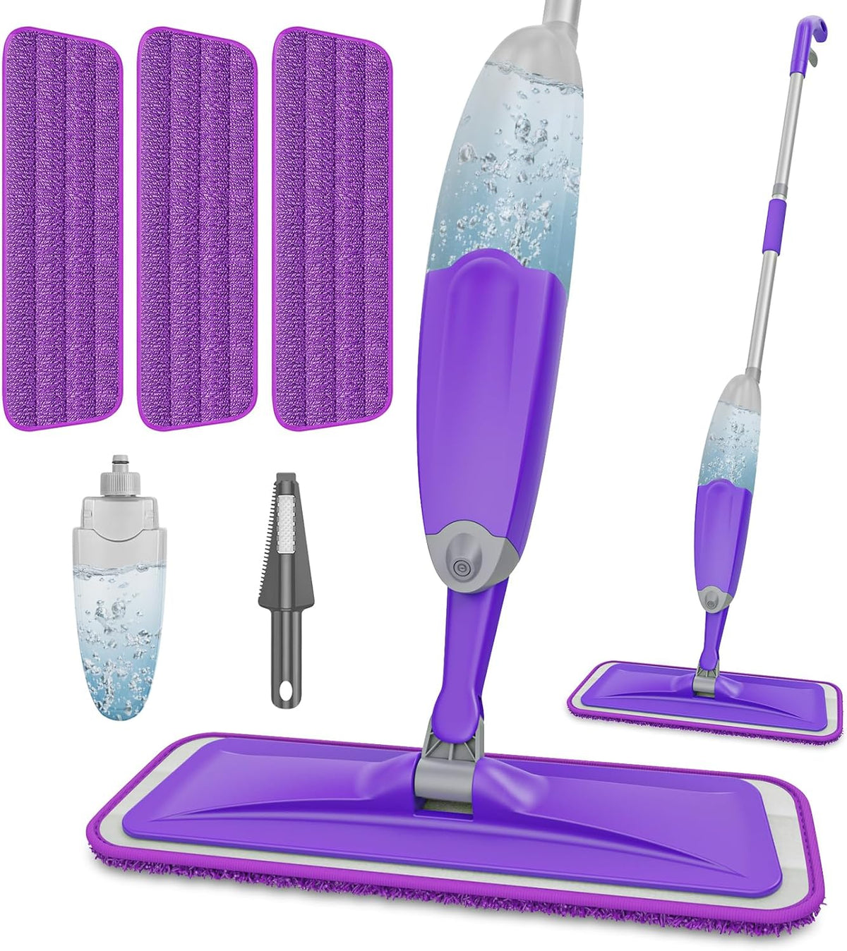 HOMTOYOU Spray Mops for Floor Cleaning: Wet Mop for Hardwood Tile Wood Laminate Vinyl - 3 Washable