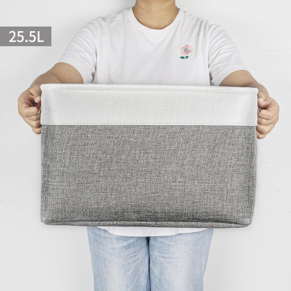 Bagnizer Storage Bins Large Fabric Storage Baskets for Shelves 3 Pack, 5Inches, Grey – view 7