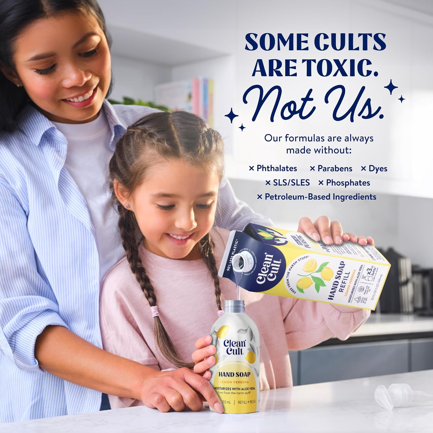 Cleancult Liquid Hand Soap Refills - Lemon Verbena - Moisturizes Dry & Sensitive Skin - Made with