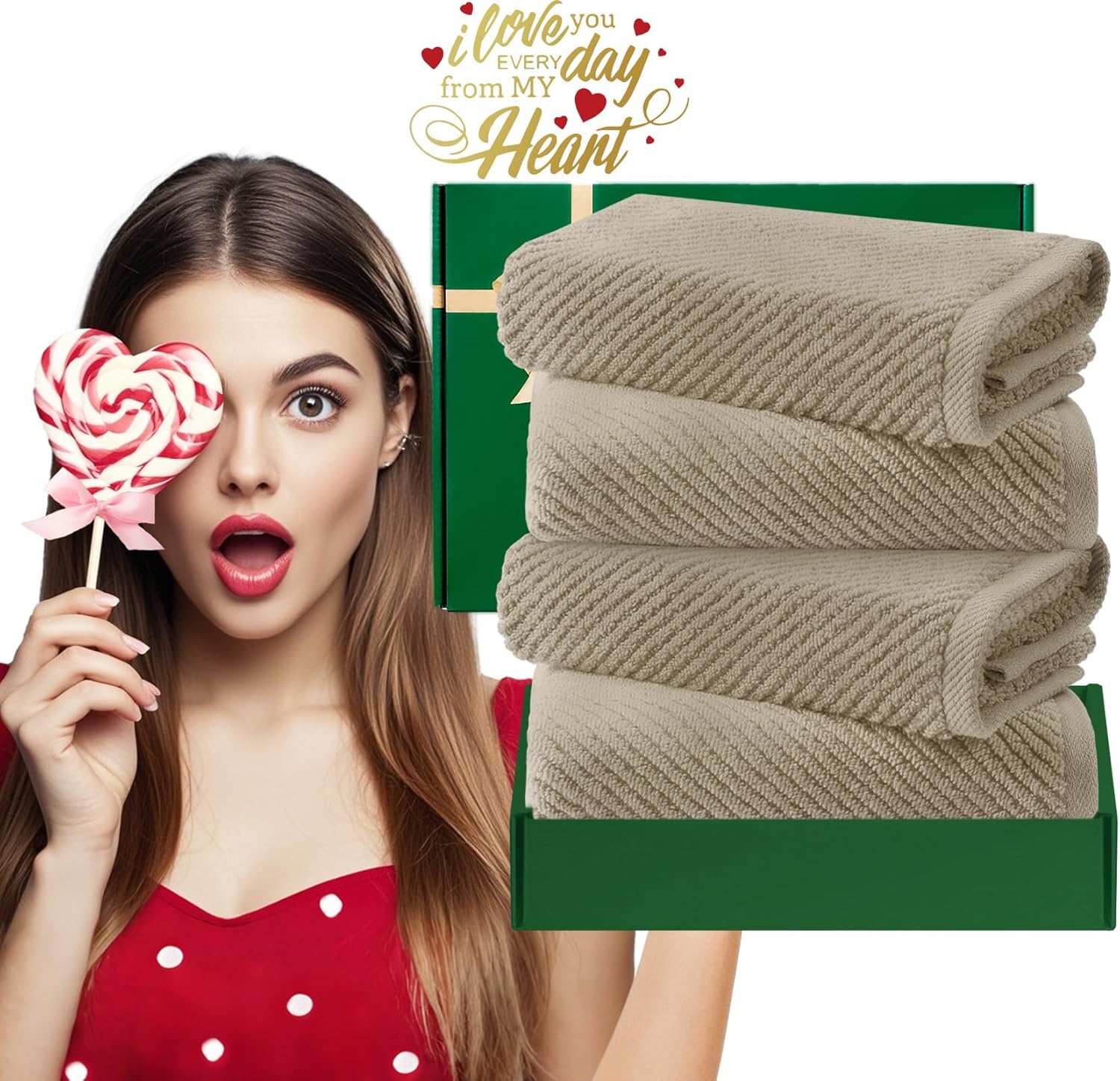 Beige Hand Towels, Hand Towels for Bathroom Set of 4, Large 18"x 28" - 100% Cotton | Lightweight |