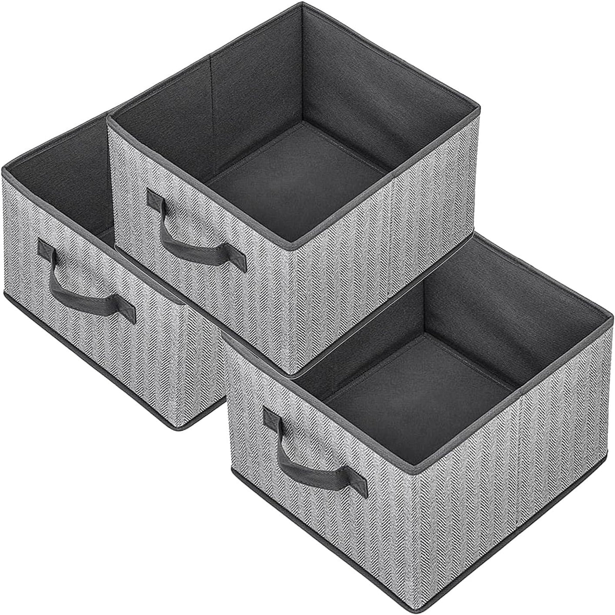 Storage Baskets, 11-Inch Woven Fabric Bins, Storage Cubes with Reinforced Handles, Organizer Bins