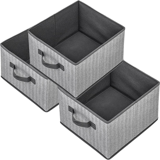 Storage Baskets, 11-Inch Woven Fabric Bins, Storage Cubes with Reinforced Handles, Organizer Bins