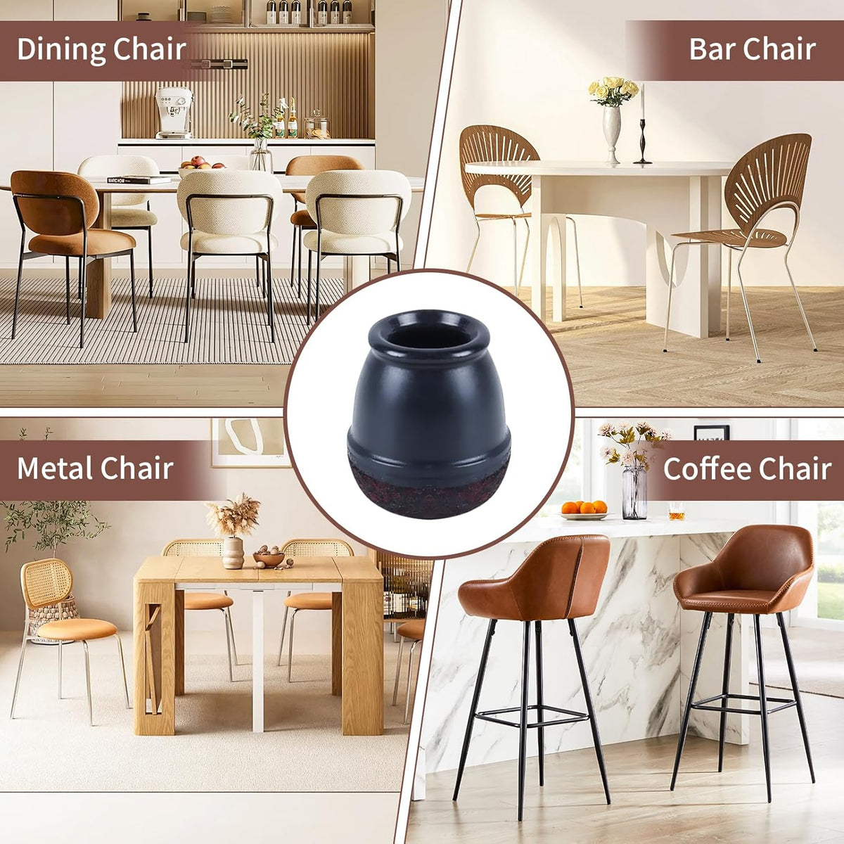 Ezprotekt 24 Pcs Extra Small Round Chair Leg Floor Protectors for Wooden & Ceramic Tiles Floors