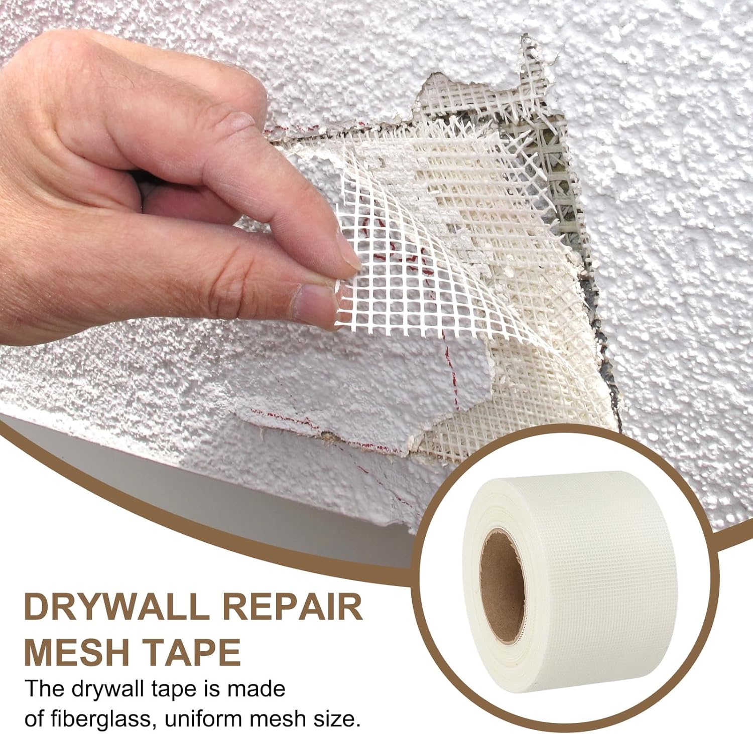 PATIKIL Drywall Repair Mesh Tape, 4 inch x 164 ft Fiberglass Repair Patch Self-Adhesive Dry Wall