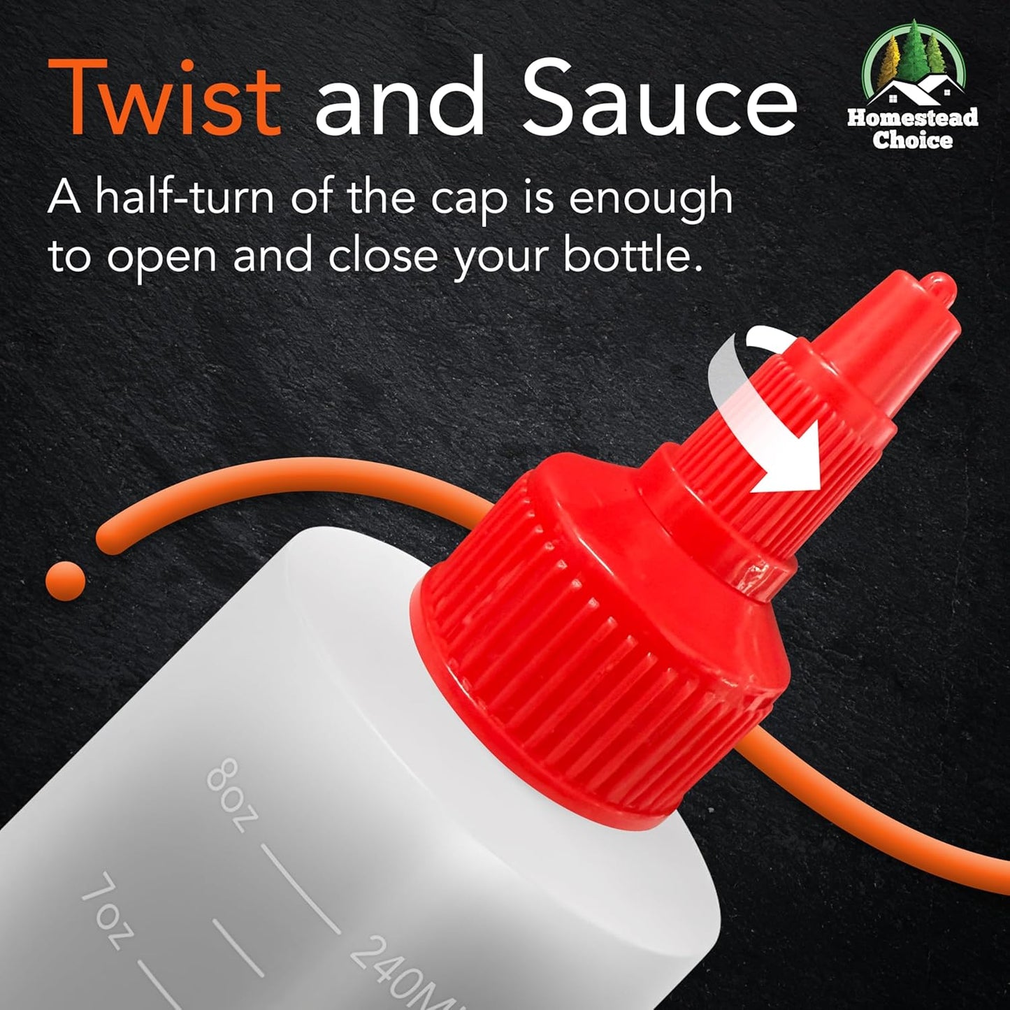 6-pack Plastic Squeeze Bottles for Sauces - 8oz Condiment Squeeze Bottles for Liquids - BPA Free