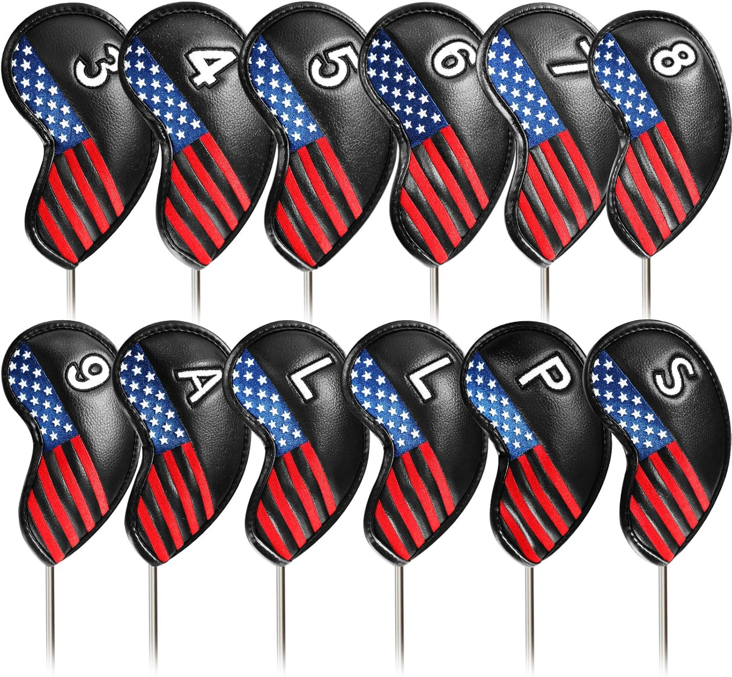 FINGER TEN Premium Synthetic Leather Stylish Iron & Wedge Golf Head Covers Value 12 Piece Set