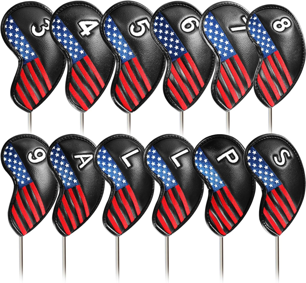 FINGER TEN Premium Synthetic Leather Stylish Iron & Wedge Golf Head Covers Value 12 Piece Set