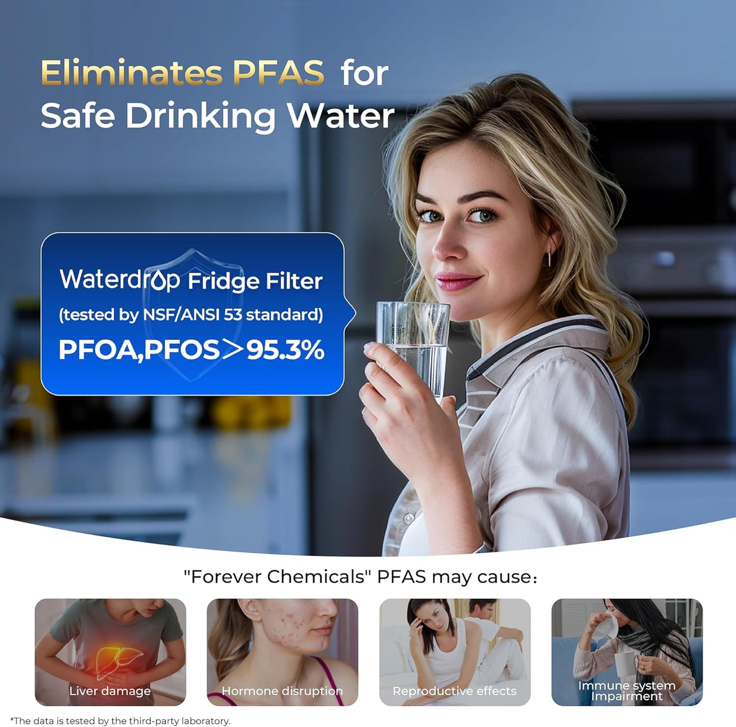 Waterdrop Plus RPWF Refrigerator Water Filter, Replacement for GE® RPWF (NOT RPWFE), Reduce PFAS