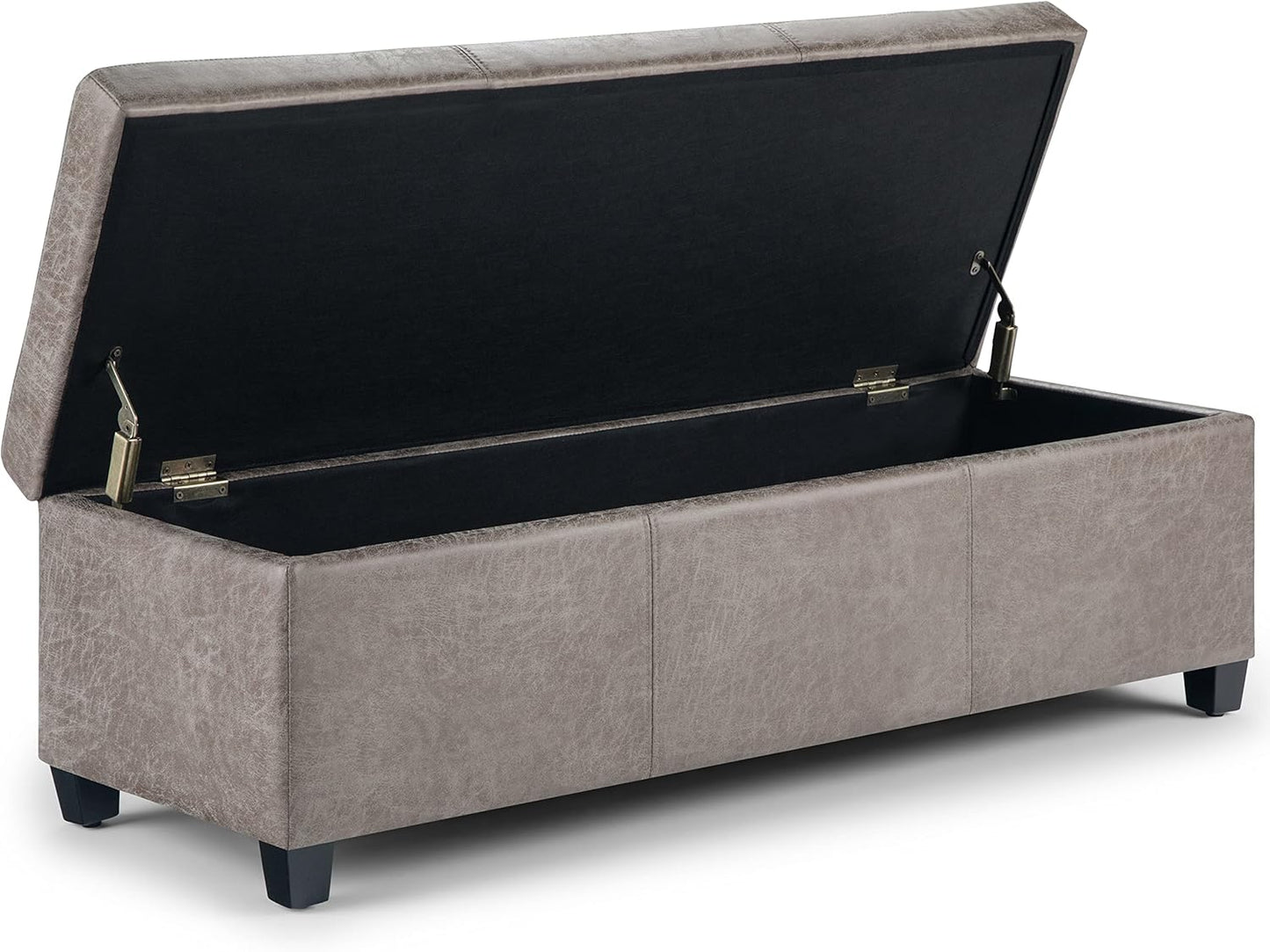 SIMPLIHOME Avalon 48 inch Wide Contemporary Rectangle Storage Ottoman Bench in Distressed Grey