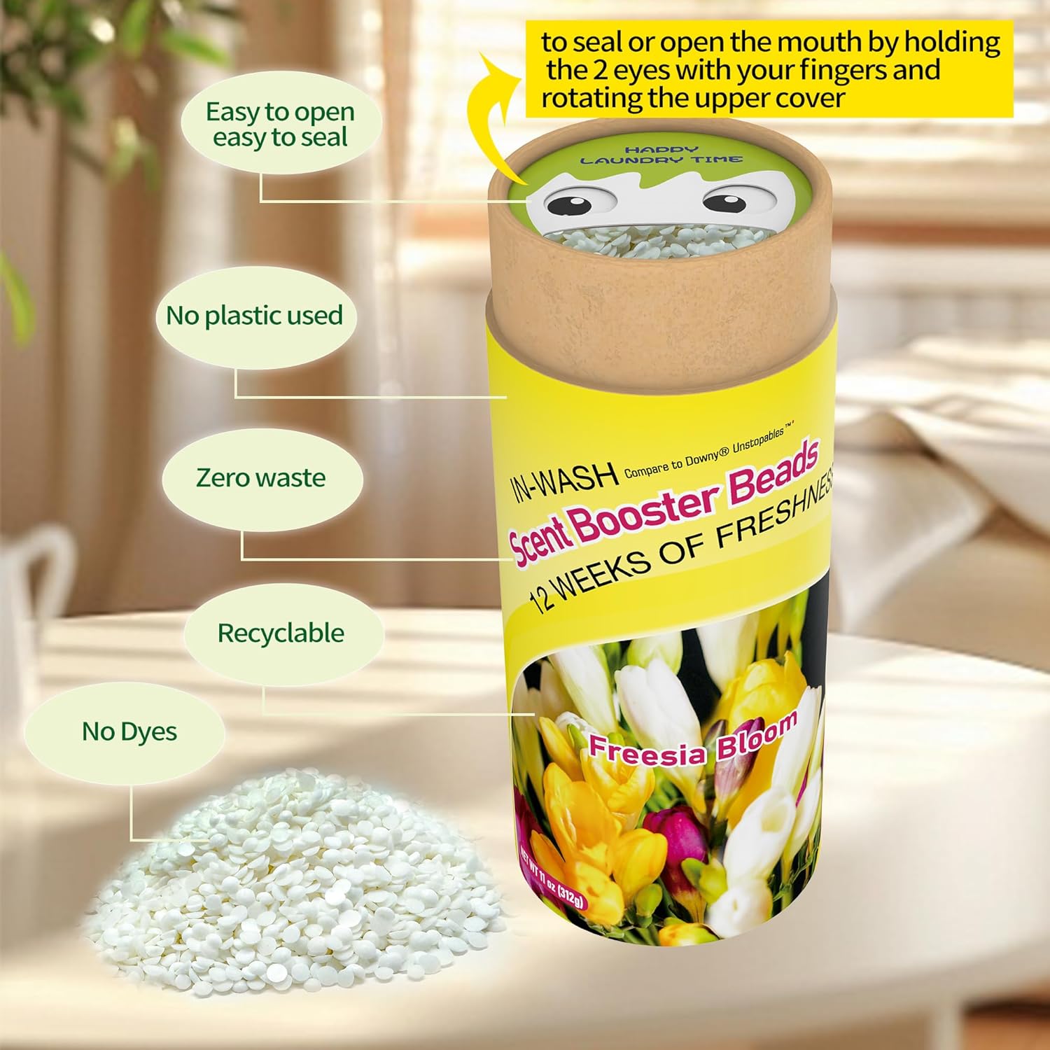 DR.EASY Laundry Scent Boosters 312g,Freesia Bloom Scent Boosters for Washer，Bulk Laundry Booster