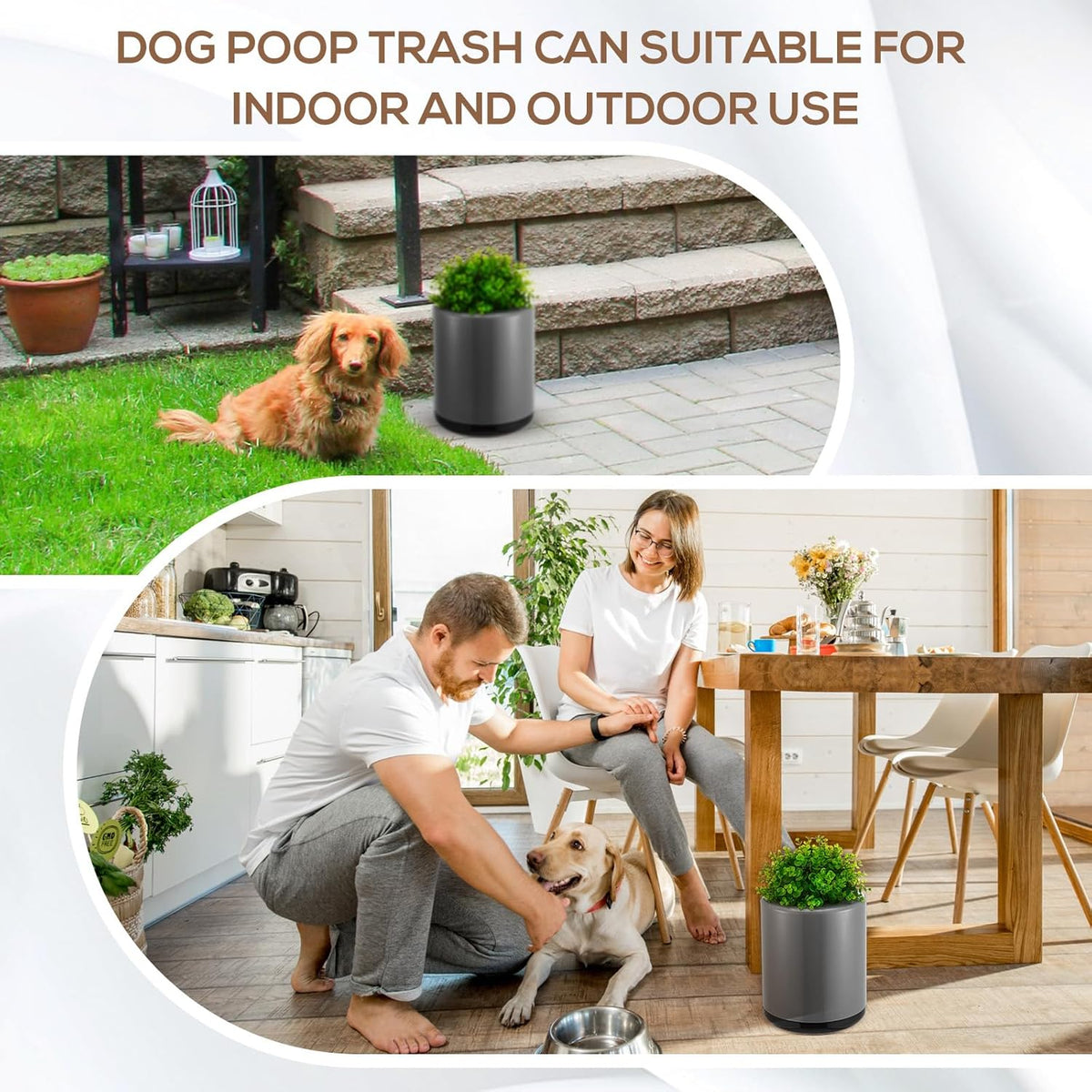 Dog Poop Trash Can Outside 13 L/ 3. 4 Gal Dog Waste Trash Can with Lid, Plant-Styled, Double-Layer