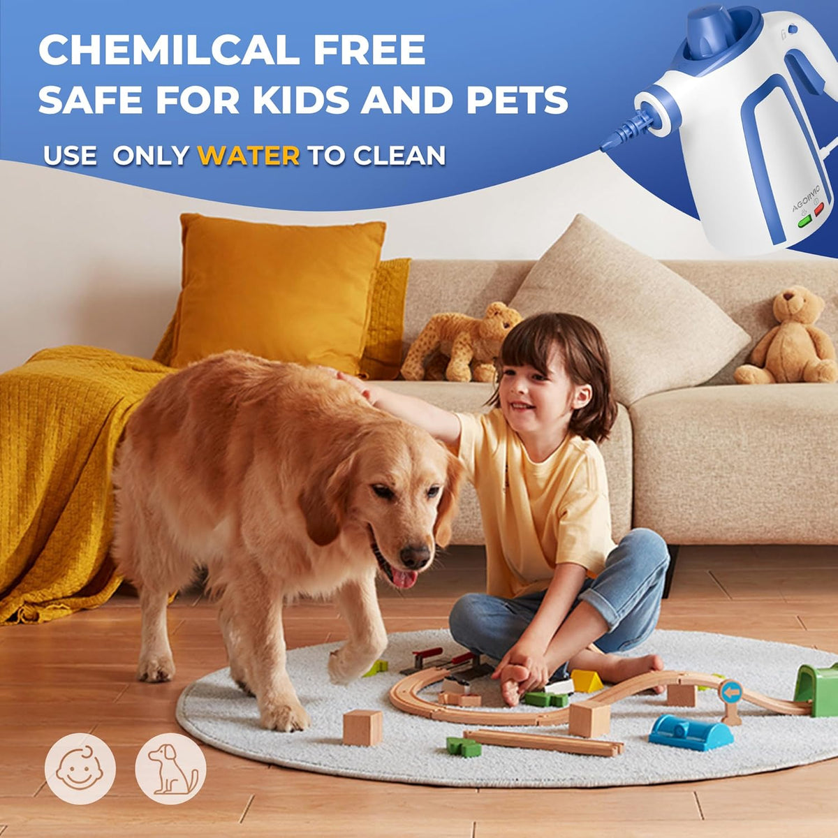 Steam Cleaner, Handheld Steam Cleaner for Home, Pressurized Steamer for Cleaning Carpet, Floor
