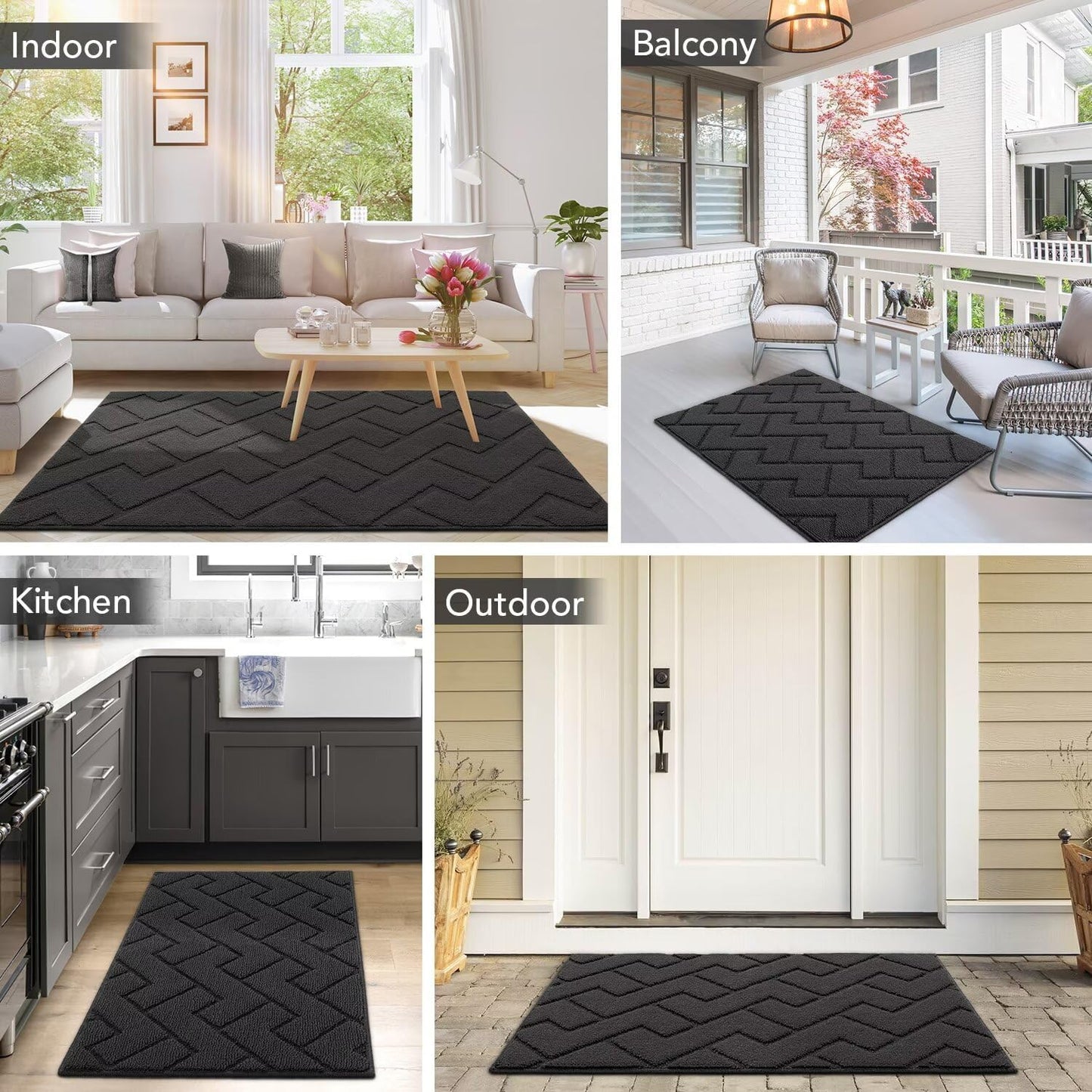 hicorfe Front Door Mat Outside Entrance,32"x40" Absorbent Muddy Dirt Resist Welcome Door Mats