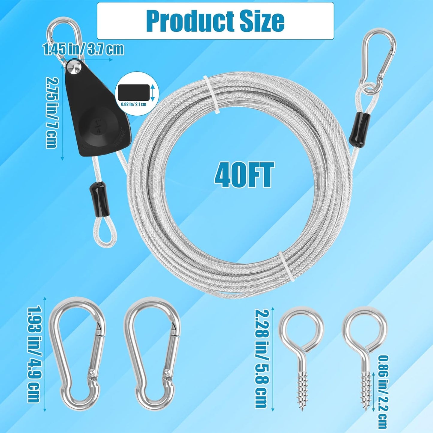 20FT/ 40FT Retractable Travel Clothesline, Adjustable Outdoor Clothesline Drying Clothes Line