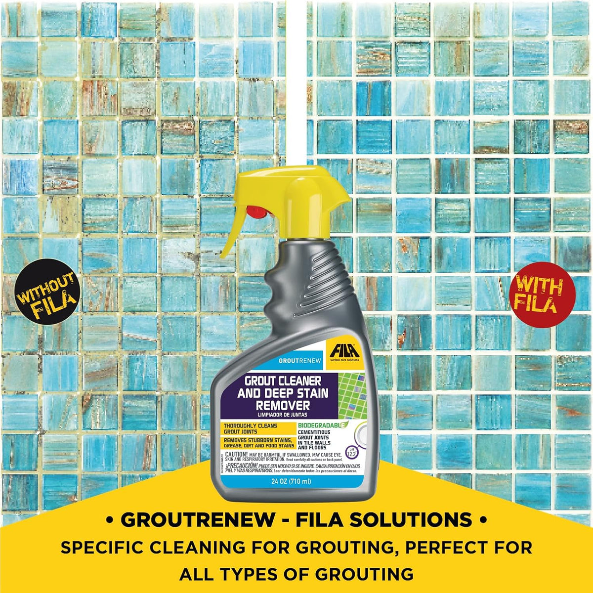 FILA Filagrout Net 24 OZ, Grout Cleaner for Tile Floors, Ceramic Tile and Porcelain Tile, Non-acid
