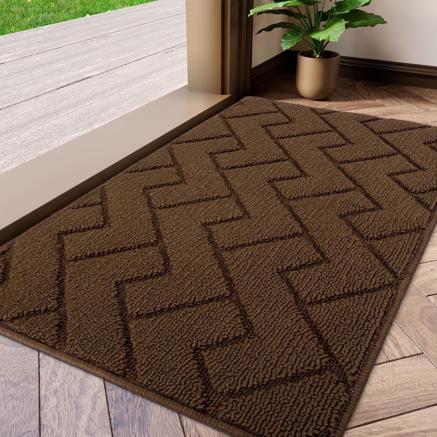 hicorfe Indoor Doormat,Front Back Door Mat TPR Backing Non Slip Mats 20"x31.5" Absorbent Resist