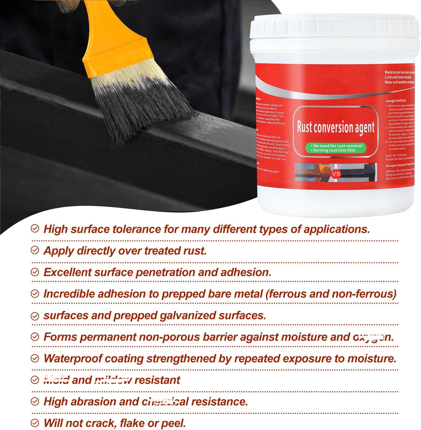 Rust Renovator,Rust Remover for Metal,Rust Converter for Metal,Water-Based Rust Remover for Metal