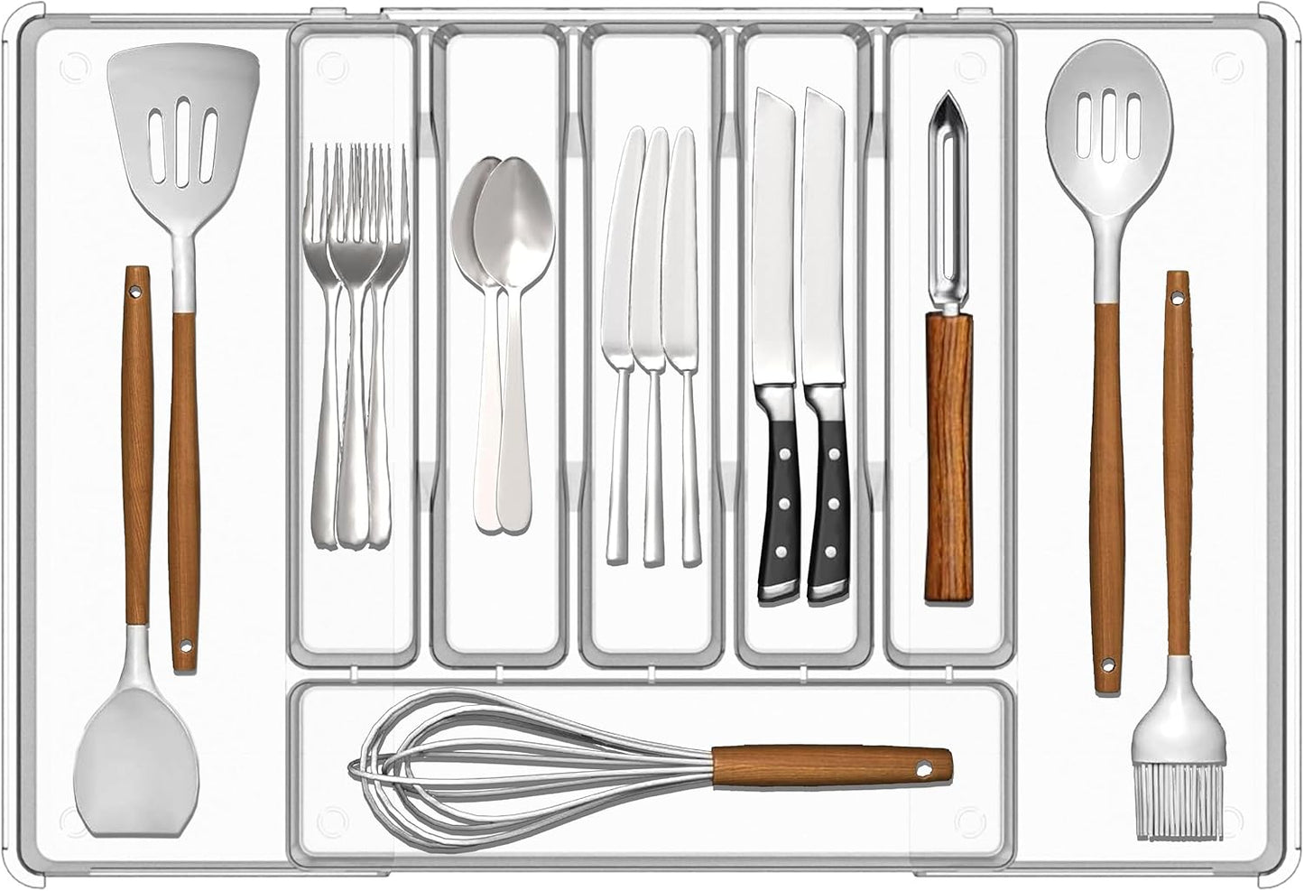 Silverware Drawer Organizer, Expandable Utensil Tray for Kitchen Drawers,BPA Free Flatware and