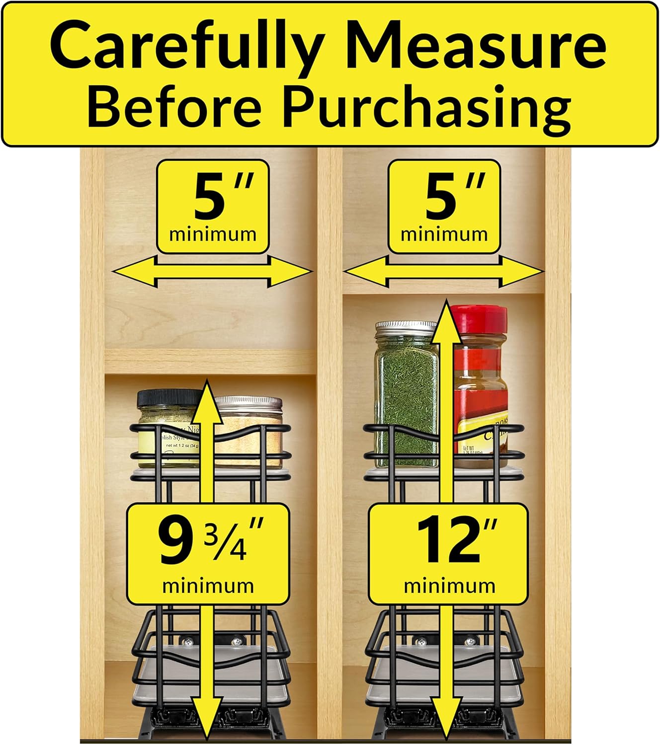 LYNK PROFESSIONAL® Pull Out Spice Rack Organizer for Inside Kitchen Cabinets - 4-1/4 inch Wide
