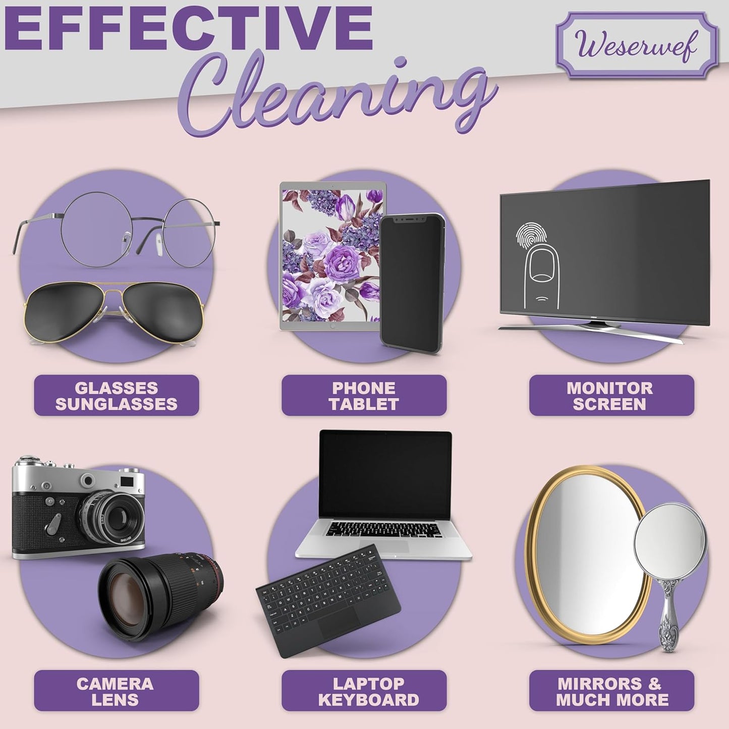 WESERWEF Design Microfiber Glasses Cleaning Cloth – Premium Cleaning Cloth for Eyeglasses, Screens