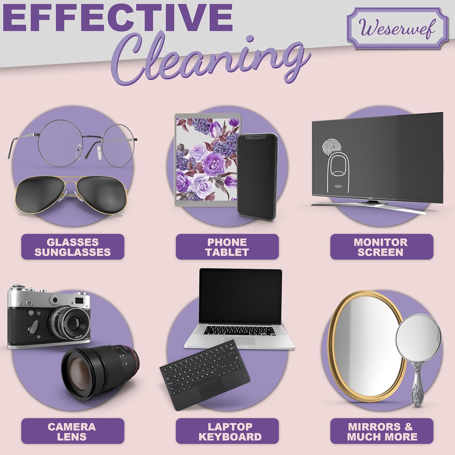 WESERWEF Design Microfiber Glasses Cleaning Cloth – Premium Cleaning Cloth for Eyeglasses, Screens