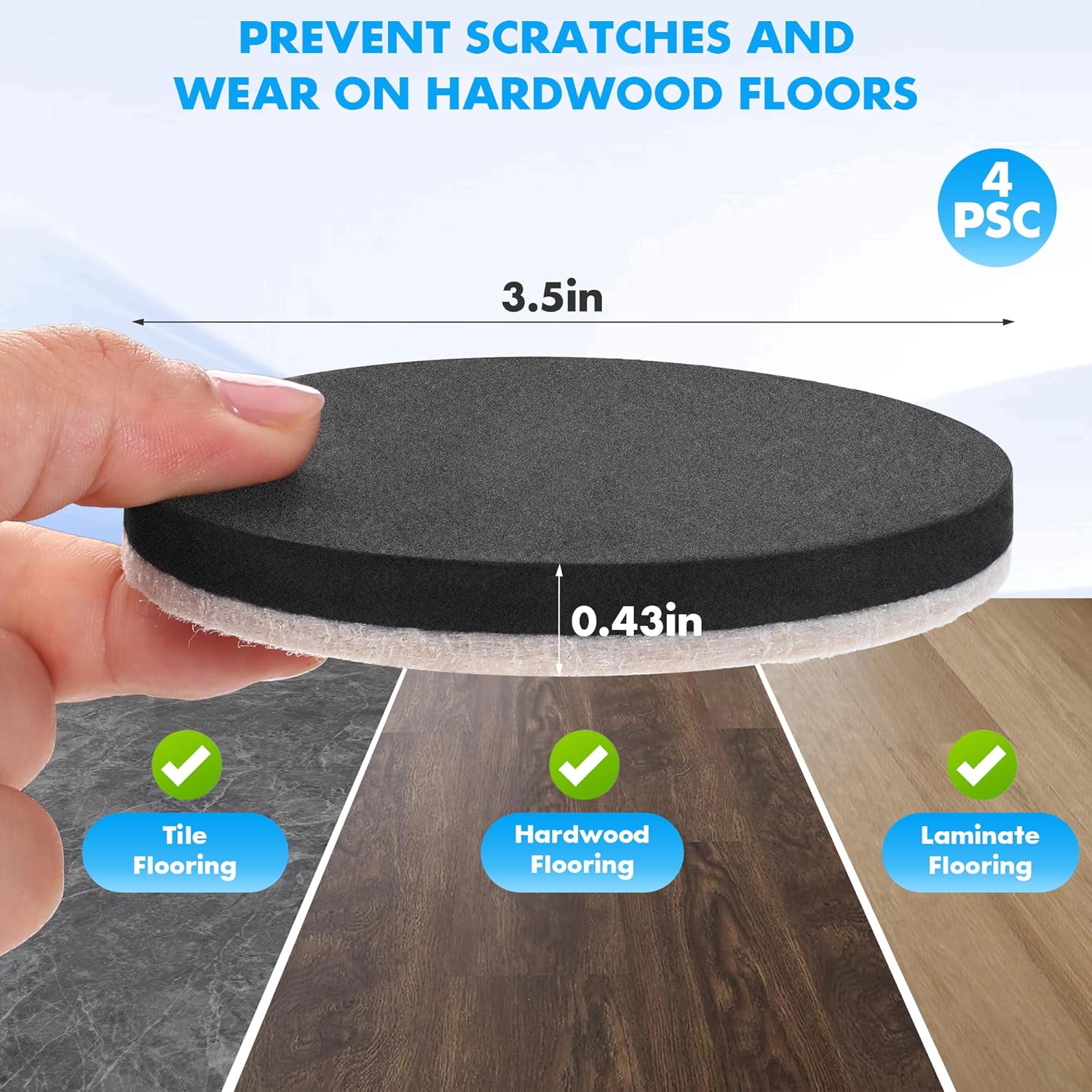 Furniture Lifter Tool + 8-Pack of 3.5" Sliders, Save 80% Effort, Safely and Easily, The Lift and