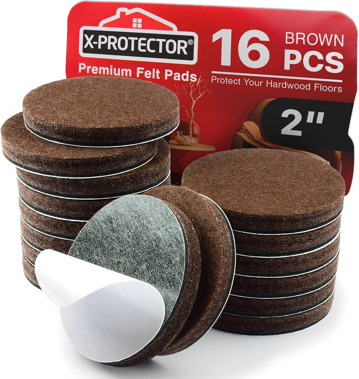 16 Heavy-Duty Felt Furniture Pads 2” 1/4” Thick X-Protector! Round Felt Pads for Furniture Feet