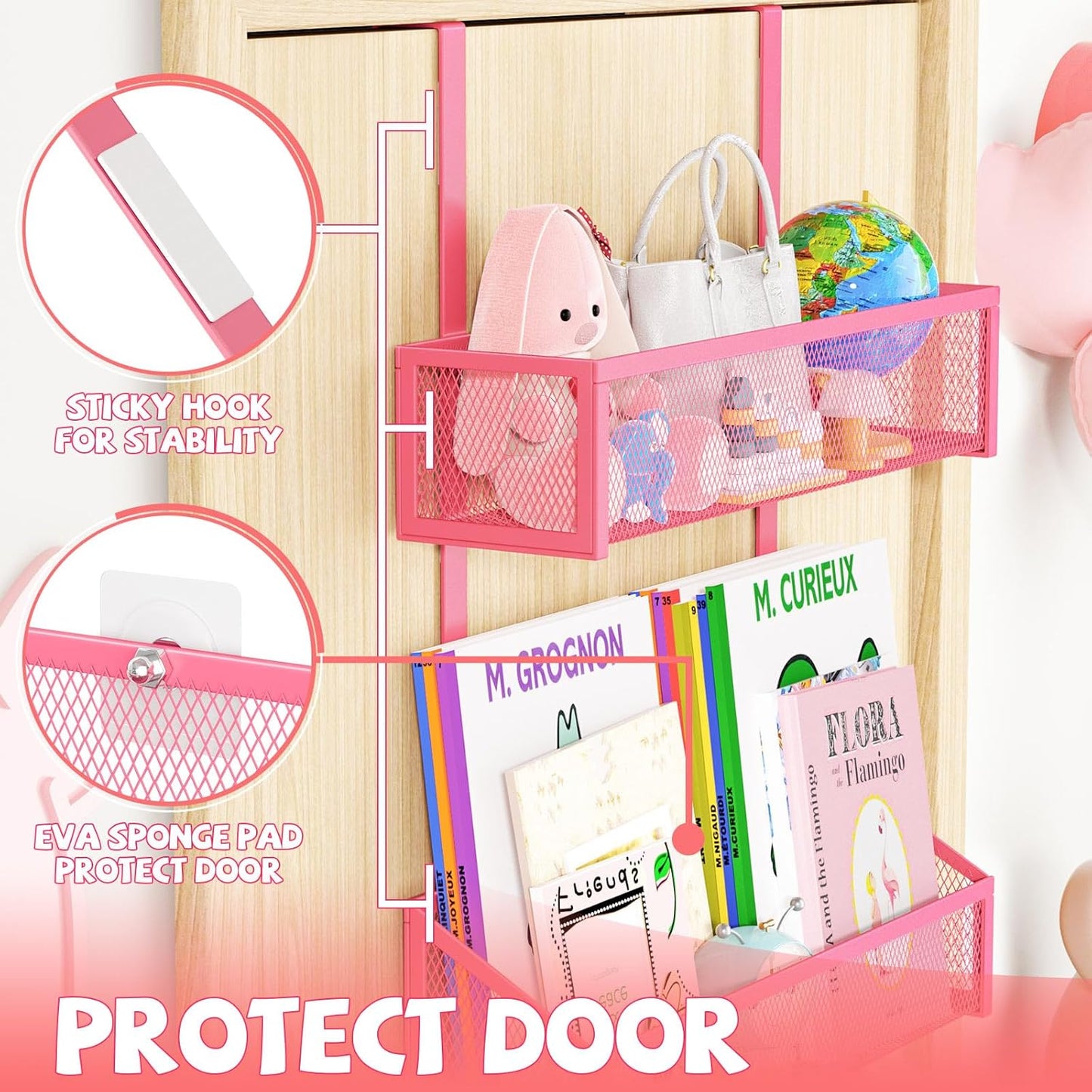 Over The Door Hooks Organizer, Coat Rack Over The Door Storage Hanger Towel Rack, Back of Storage
