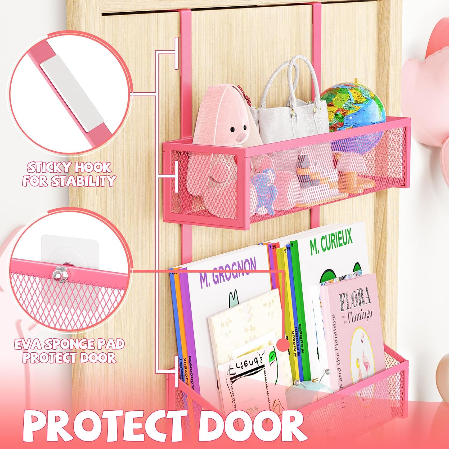 Over The Door Hooks Organizer, Coat Rack Over The Door Storage Hanger Towel Rack, Back of Storage