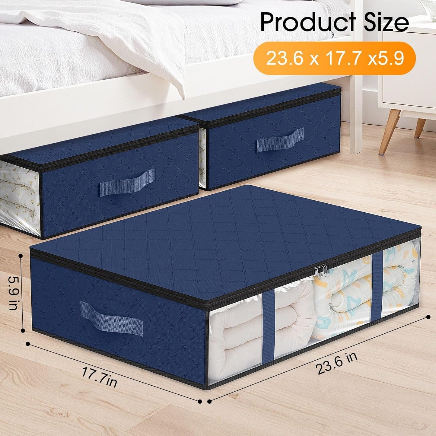 StorageRight Under Bed Storage Bins, 2-Pack 40L Foldable Fabric Storage Bags with Transparent
