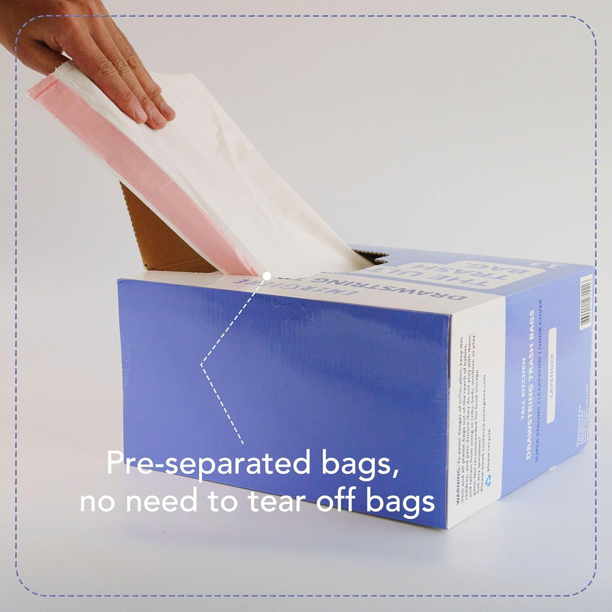 13 Gallon Drawstring Trash Bags, Lavender Scented 200 Count Tall Kichen Garbage Bags