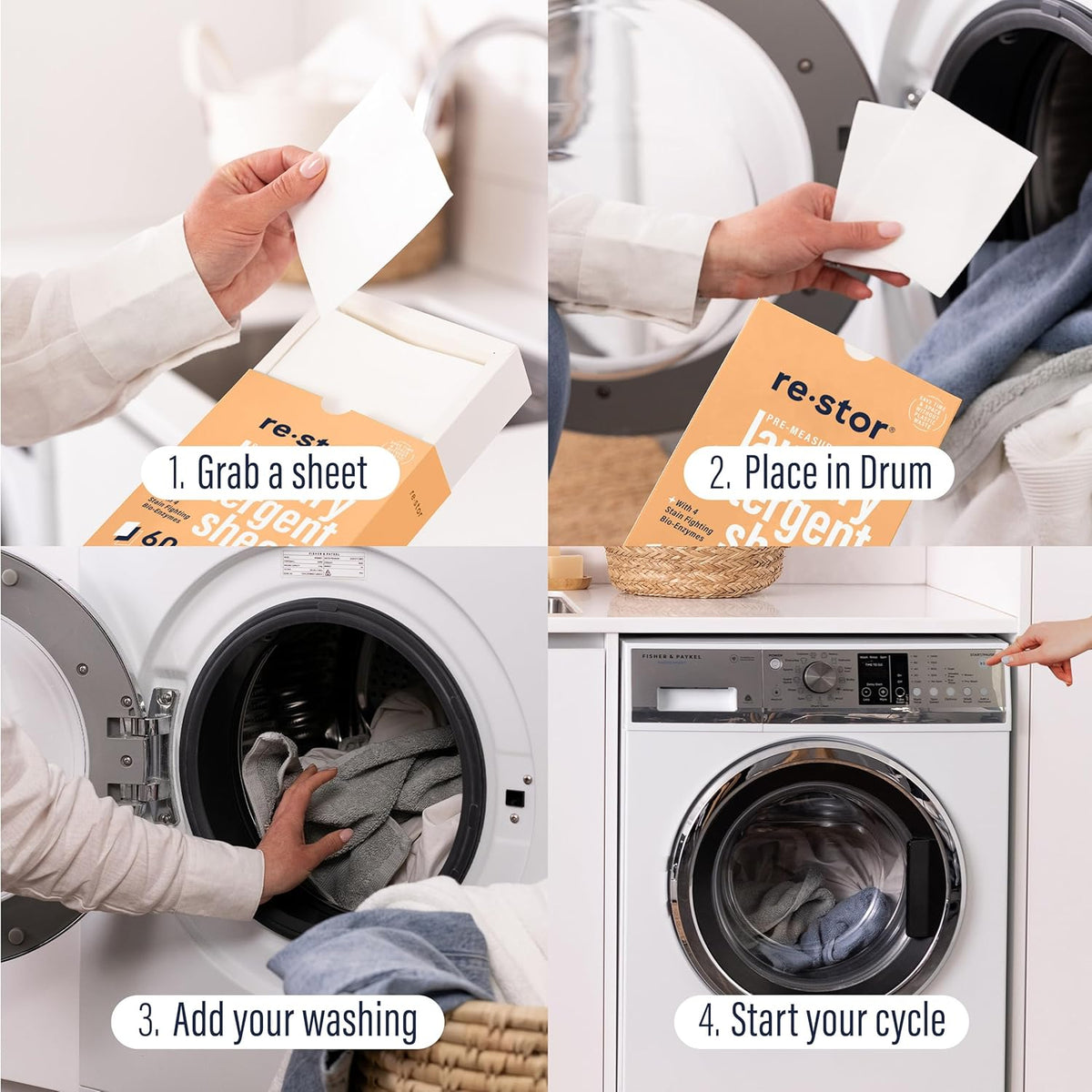 restor Laundry Detergent Sheets Tropical Breeze 60 Loads | Eco Friendly Plastic Free Travel Laundry