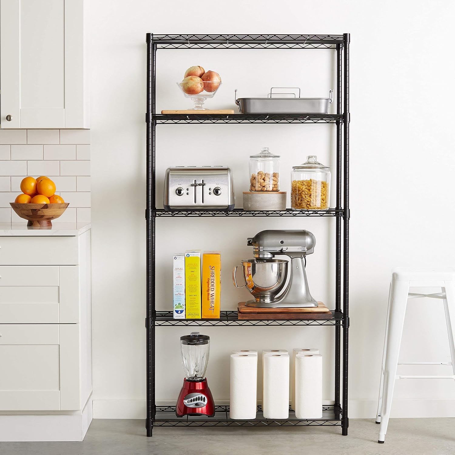 Amazon Basics 5-Shelf Adjustable Heavy Duty Steel Wire Rack Storage Shelving Organizer for Kitchen